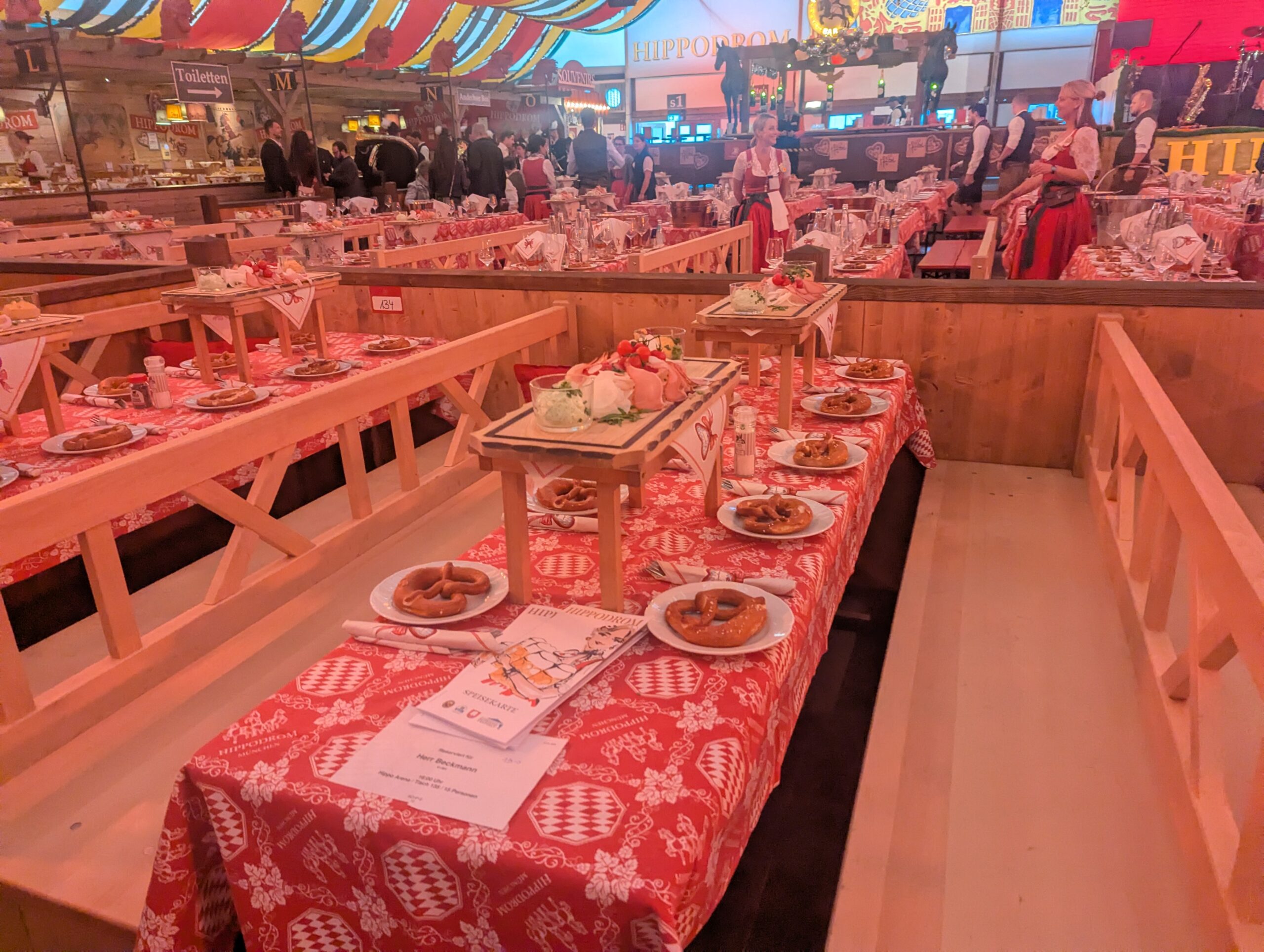 Festive tables set for celebration.